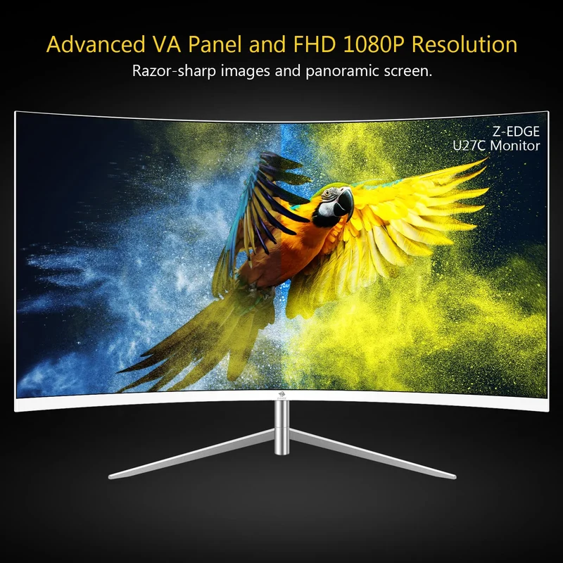 Refurbished: Z-EDGE 27 Inch Curved Monitor FHD 75Hz 5ms Frameless Design, HDMI & VGA Port