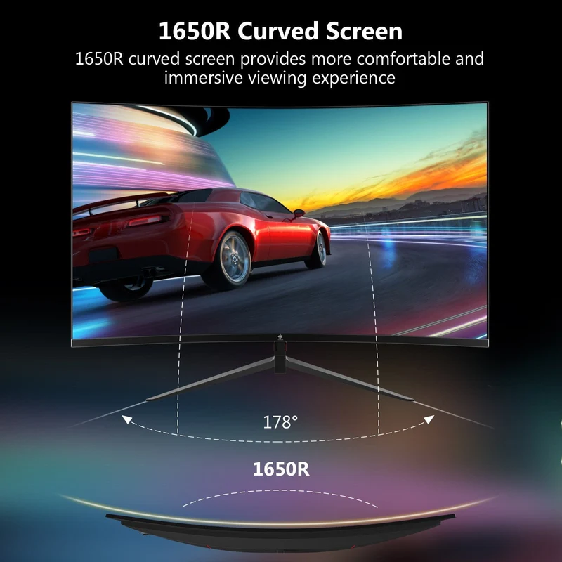 Refurbished: Z-EDGE 24 Inch Curved Gaming Monitor 180Hz 1ms Full HD 1080P HDMI & DP Port Support Universal Wall Mount