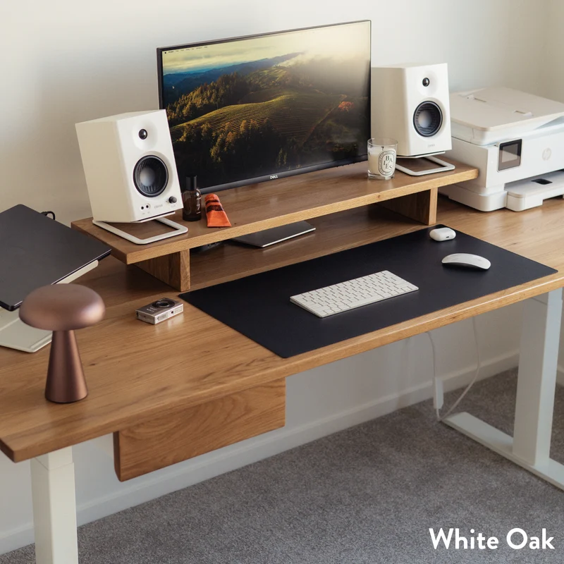 Desky Dual Hardwood Standing Desk With Drawer