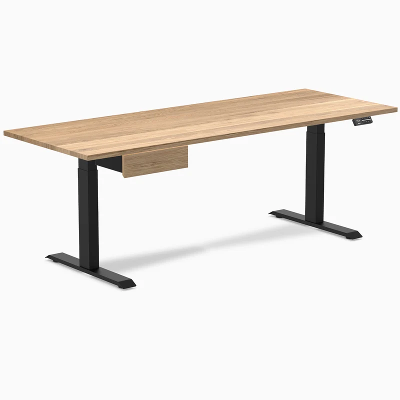 Desky Dual Hardwood Standing Desk With Drawer