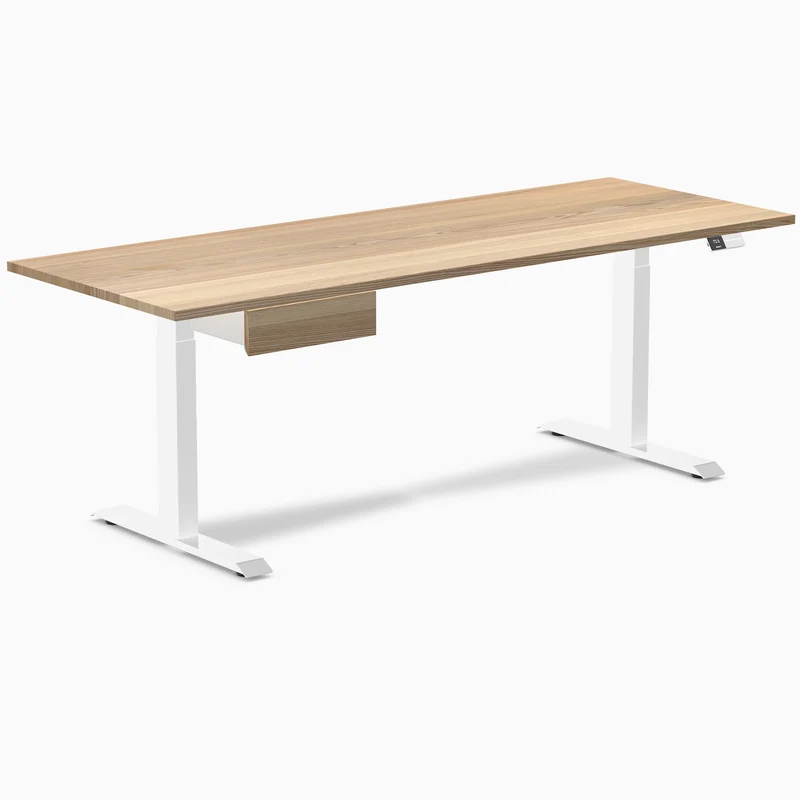 Desky Dual Hardwood Standing Desk With Drawer