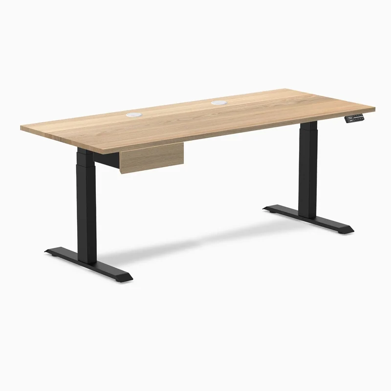 Desky Dual Hardwood Standing Desk With Drawer