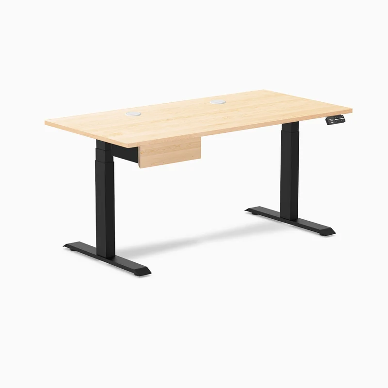 Desky Dual Hardwood Standing Desk With Drawer