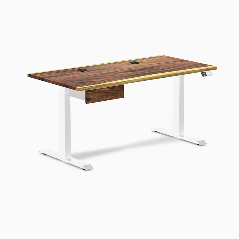 Desky Dual Hardwood Standing Desk With Drawer