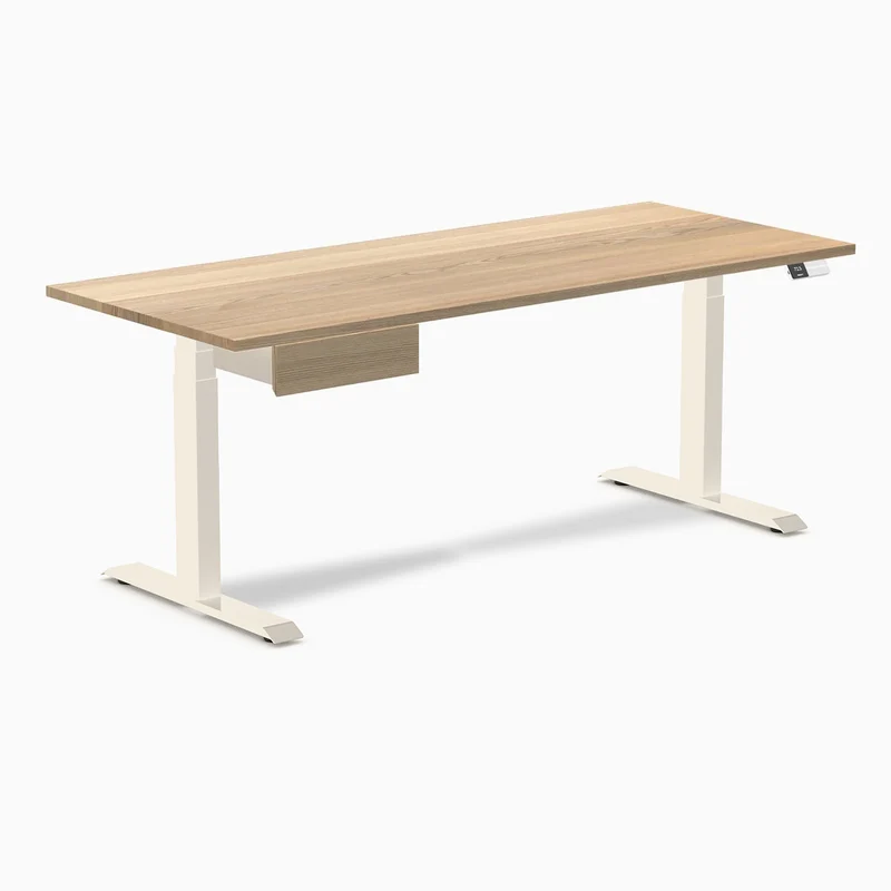 Desky Dual Hardwood Standing Desk With Drawer