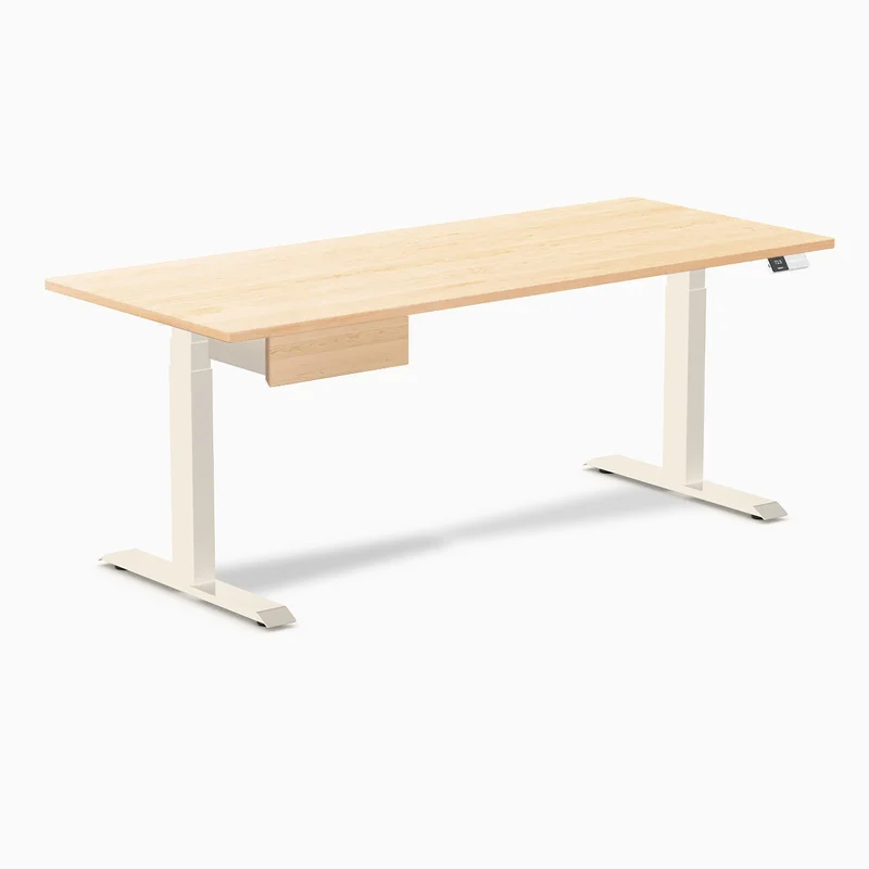Desky Dual Hardwood Standing Desk With Drawer