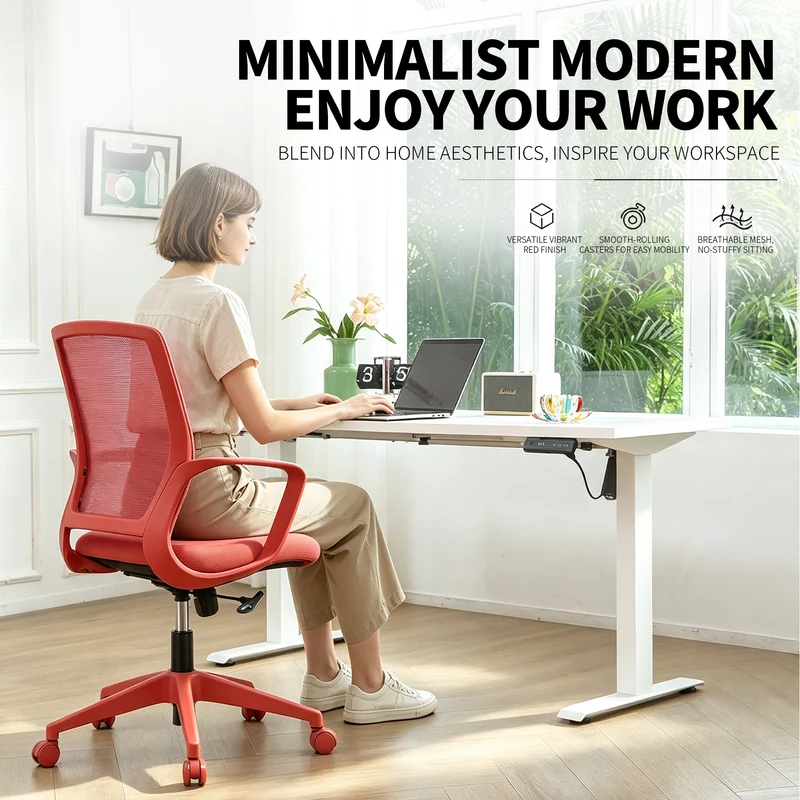 Z-EDGE Office Computer Chair, Ergonomic Back Mesh Office Desk Chair with Lumbar Support, Height Adjustment, Smooth Rolling Casters for Home Office