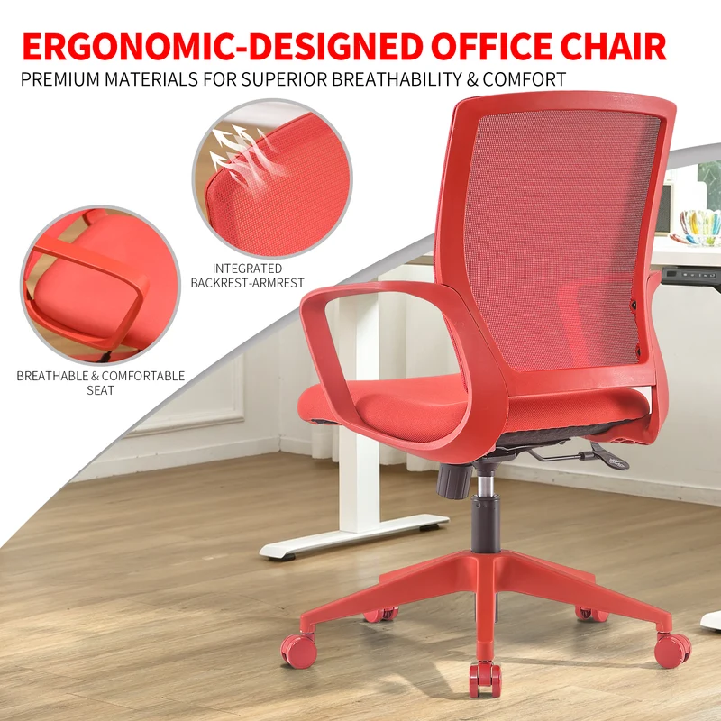 Z-EDGE Office Computer Chair, Ergonomic Back Mesh Office Desk Chair with Lumbar Support, Height Adjustment, Smooth Rolling Casters for Home Office