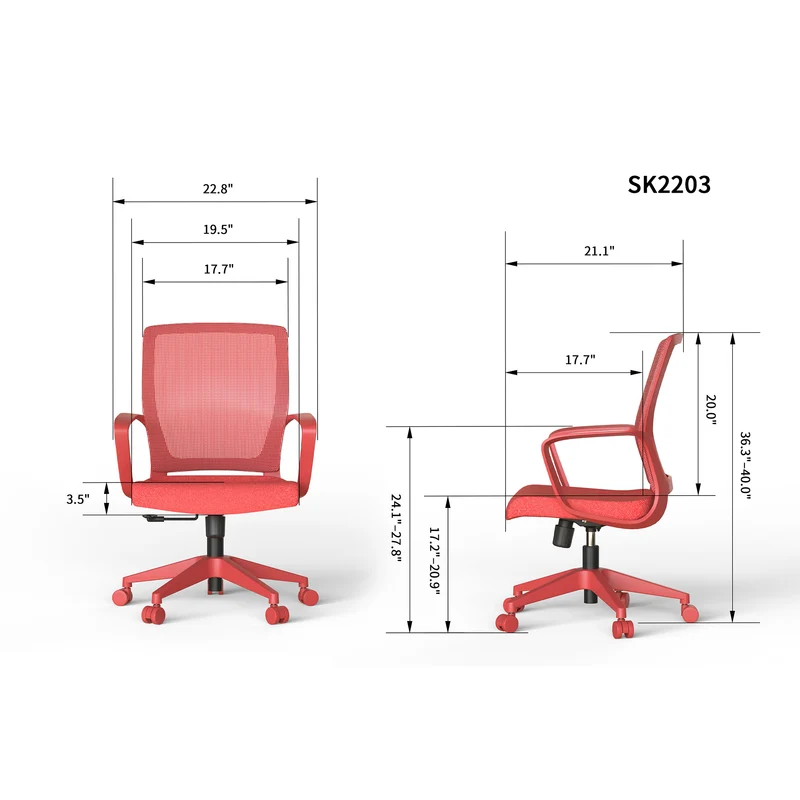 Z-EDGE Office Computer Chair, Ergonomic Back Mesh Office Desk Chair with Lumbar Support, Height Adjustment, Smooth Rolling Casters for Home Office