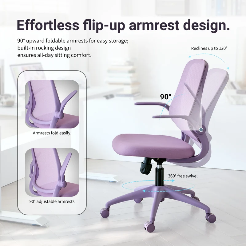 Z-EDGE Office Chair, Ergonomic Desk Chairs 330LBS Capacity Back Mesh Computer Chair with Flip-up Armrests, Comfy Work Chair with Lumbar Support