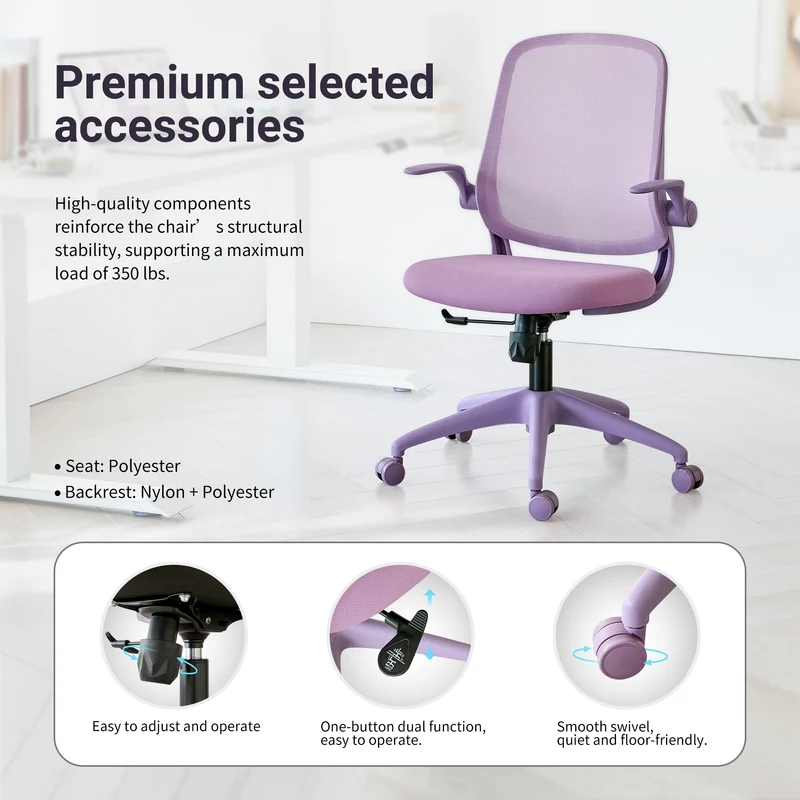 Z-EDGE Office Chair, Ergonomic Desk Chairs 330LBS Capacity Back Mesh Computer Chair with Flip-up Armrests, Comfy Work Chair with Lumbar Support
