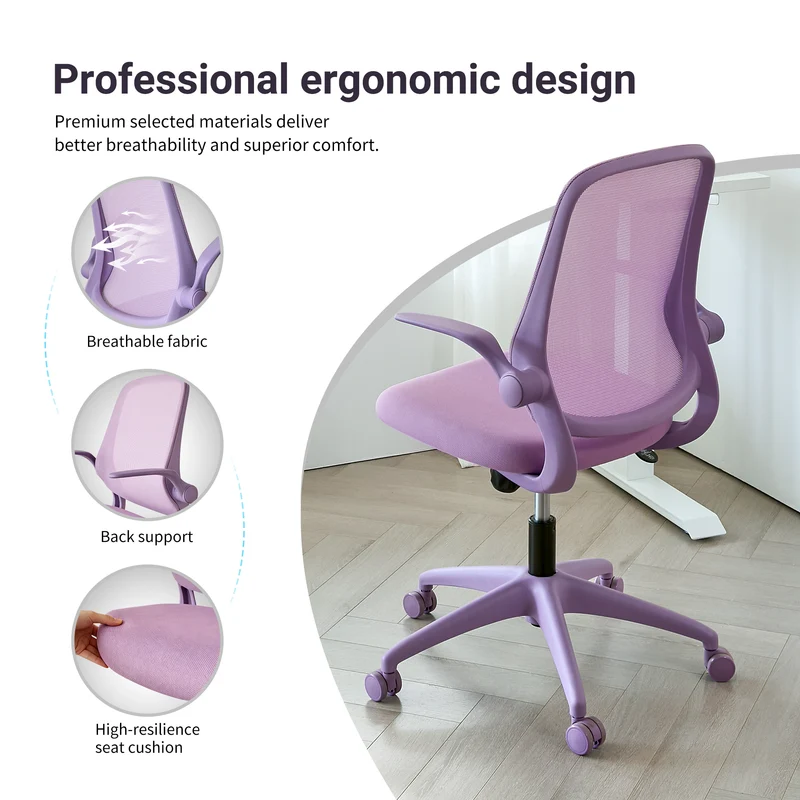 Z-EDGE Office Chair, Ergonomic Desk Chairs 330LBS Capacity Back Mesh Computer Chair with Flip-up Armrests, Comfy Work Chair with Lumbar Support