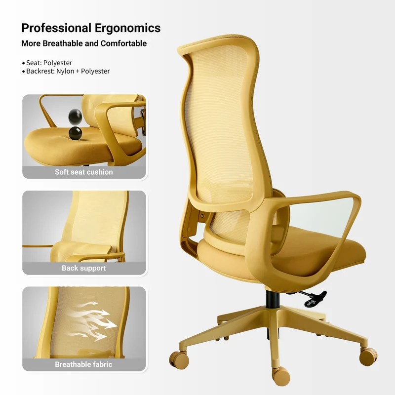 Z-EDGE Ergonomic Office Chair, Office Desk Chair with High Back Mesh and Adjustable Lumbar Support Rolling Work Swivel Task Chairs for Home Office