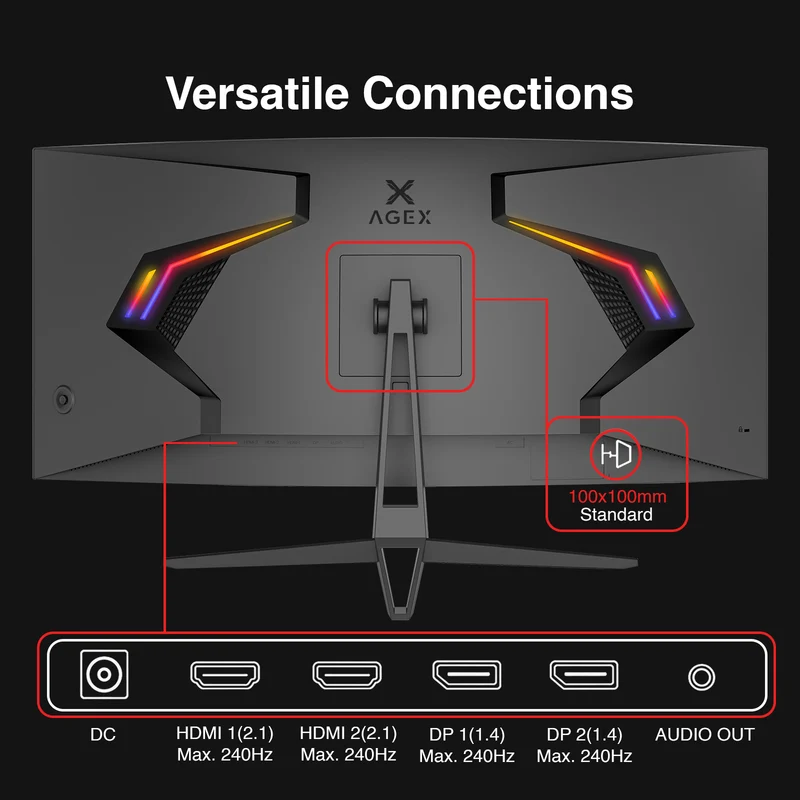 AGEX AG34S 34” 240Hz WQHD UltraWideCurved Gaming Monitor