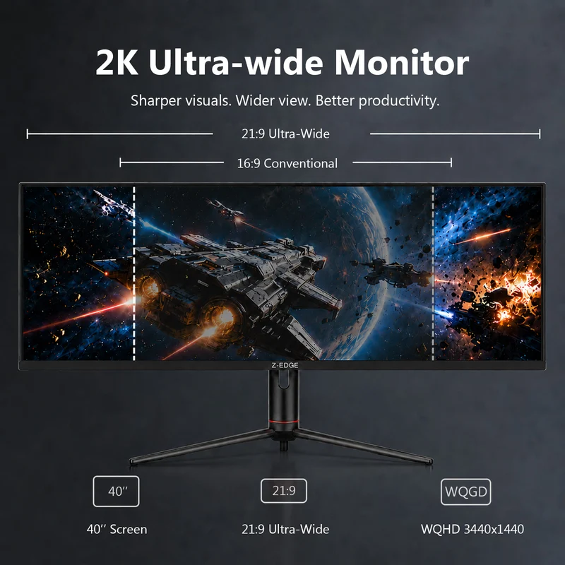 Z-EDGE UG40S 40" 144Hz 2K UltrawideIPS Gaming Monitor, Built-in Speaker