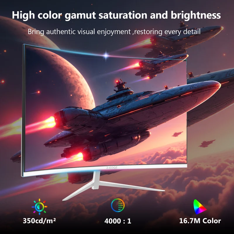 Z-EDGE UG27P 27" 280Hz Curved Gaming Monitor, White Monitor
