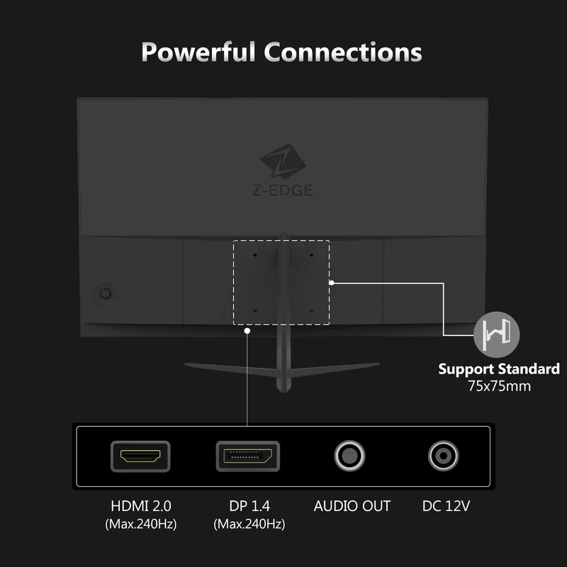 Z-EDGE 24" 240Hz IPS Gaming Monitor, Black