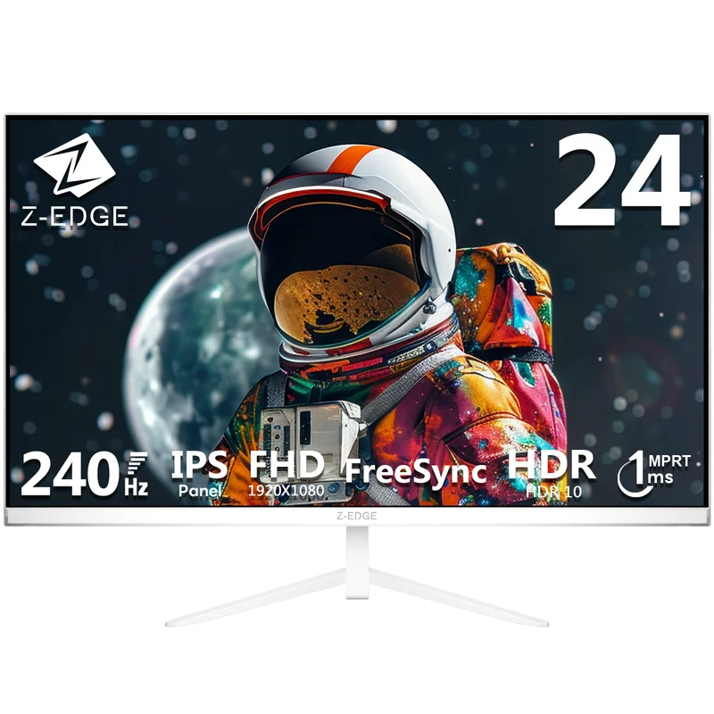 Z-EDGE 24" 240Hz IPS Gaming Monitor - White Monitor