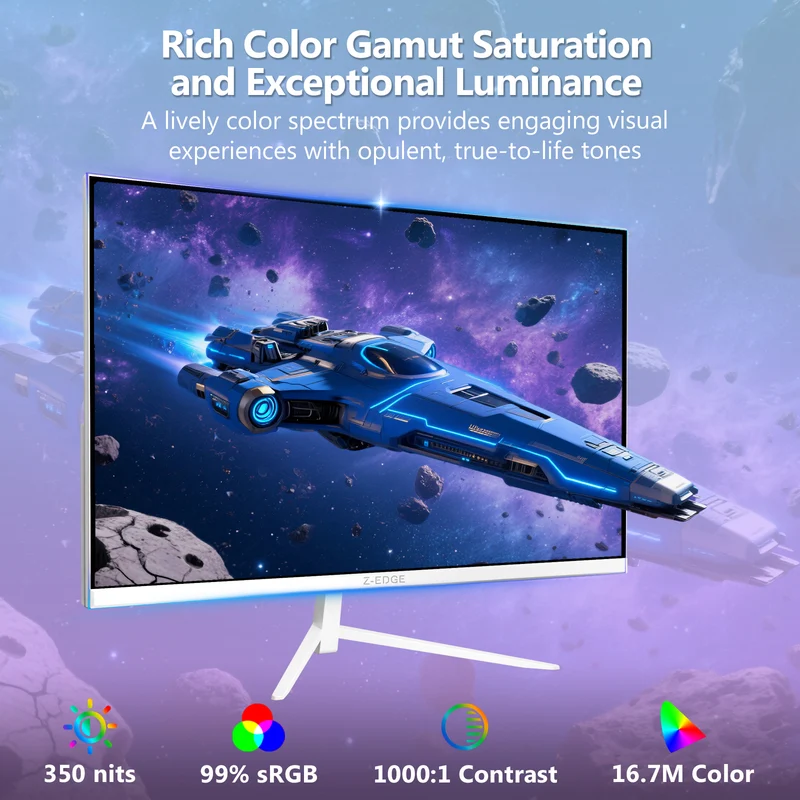 Z-EDGE 24" 240Hz IPS Gaming Monitor - White Monitor