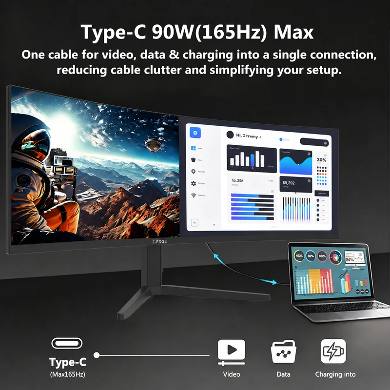 Z-EDGE UG49W 49" 165Hz 32:9 DQHD Curved Gaming Monitor