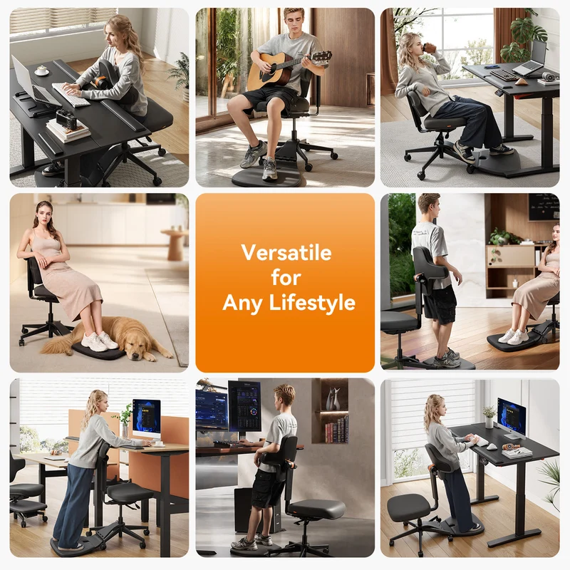Newtral Standing Desk Chair for Sit-Stand, Standing-Mate Ergonomic Leaning Perch Chair with Anti-Fatigue Mat, Standing Desk Stool, Horse Saddle Chair, Height Adjustable Home Office Posture Seat-Size M