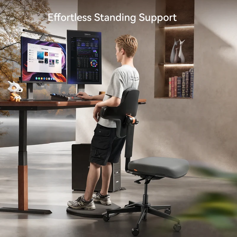 Newtral Standing Desk Chair for Sit-Stand, Standing-Mate Ergonomic Leaning Perch Chair with Anti-Fatigue Mat, Standing Desk Stool, Horse Saddle Chair, Height Adjustable Home Office Posture Seat-Size M
