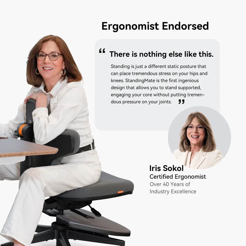 Newtral Standing Desk Chair for Sit-Stand, Standing-Mate Ergonomic Leaning Perch Chair with Anti-Fatigue Mat, Standing Desk Stool, Horse Saddle Chair, Height Adjustable Home Office Posture Seat-Size M