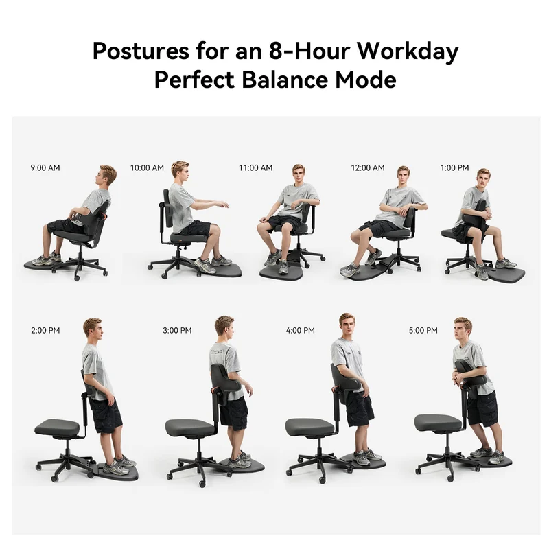 Newtral Standing Desk Chair for Sit-Stand, Standing-Mate Ergonomic Leaning Perch Chair with Anti-Fatigue Mat, Standing Desk Stool, Horse Saddle Chair, Height Adjustable Home Office Posture Seat-Size M