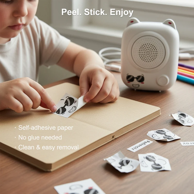 AI Mini Printer Sticker Print Portable Thermal Inkless Maker Bluetooth Pocket Instant Printing for School Office Home for Study Note,Journal,DIY,Gift