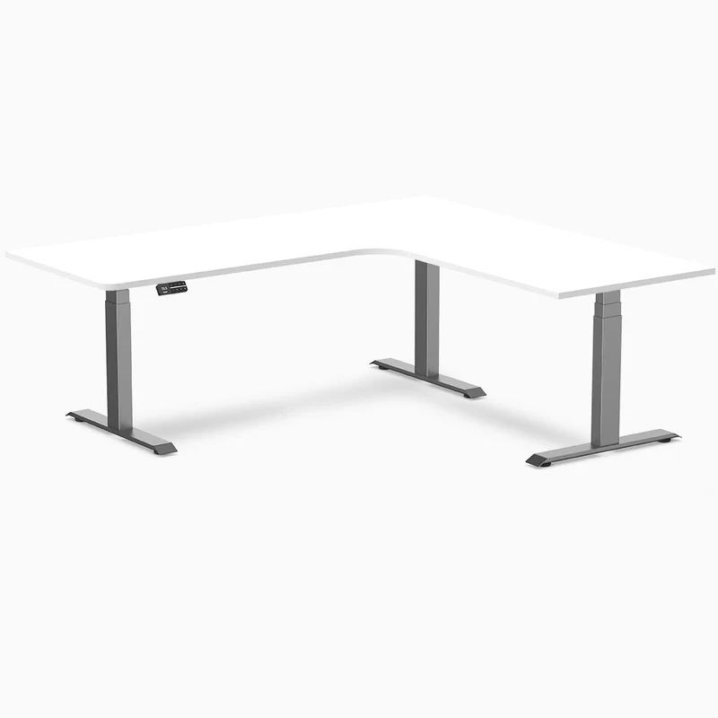 Desky L-Shape Curved Laminate Sit Stand Desk