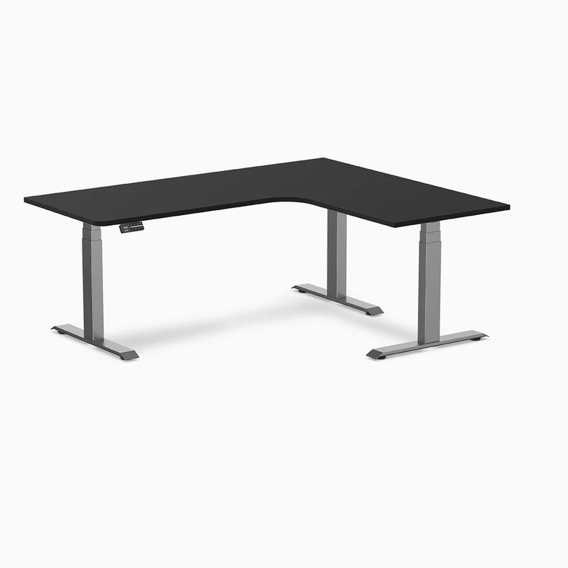 Desky L-Shape Curved Laminate Sit Stand Desk