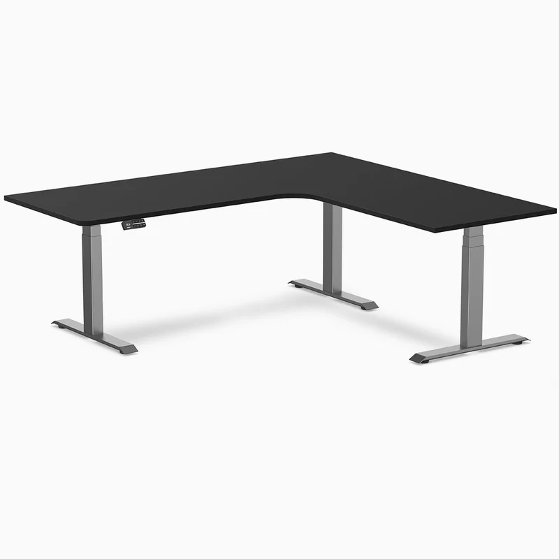 Desky L-Shape Curved Laminate Sit Stand Desk