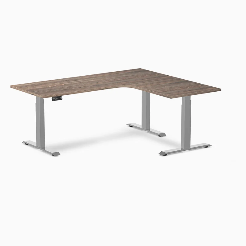 Desky L-Shape Curved Laminate Sit Stand Desk