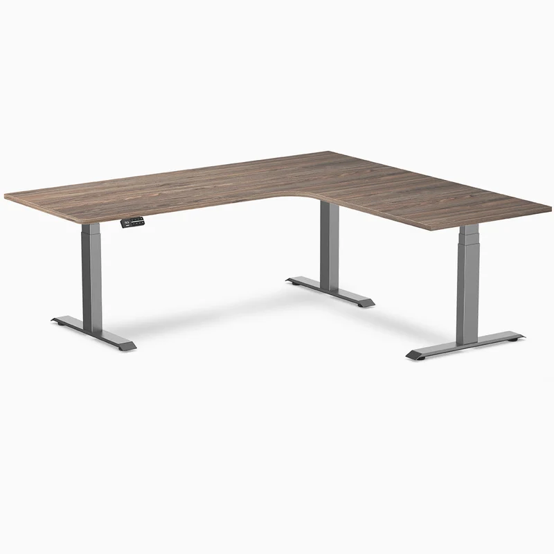Desky L-Shape Curved Laminate Sit Stand Desk