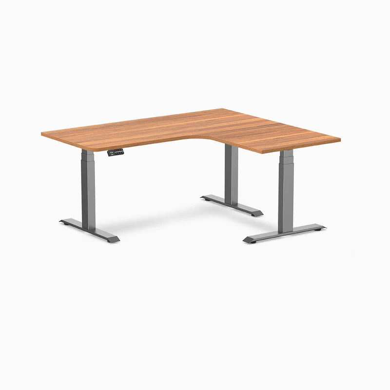 Desky L-Shape Curved Laminate Sit Stand Desk