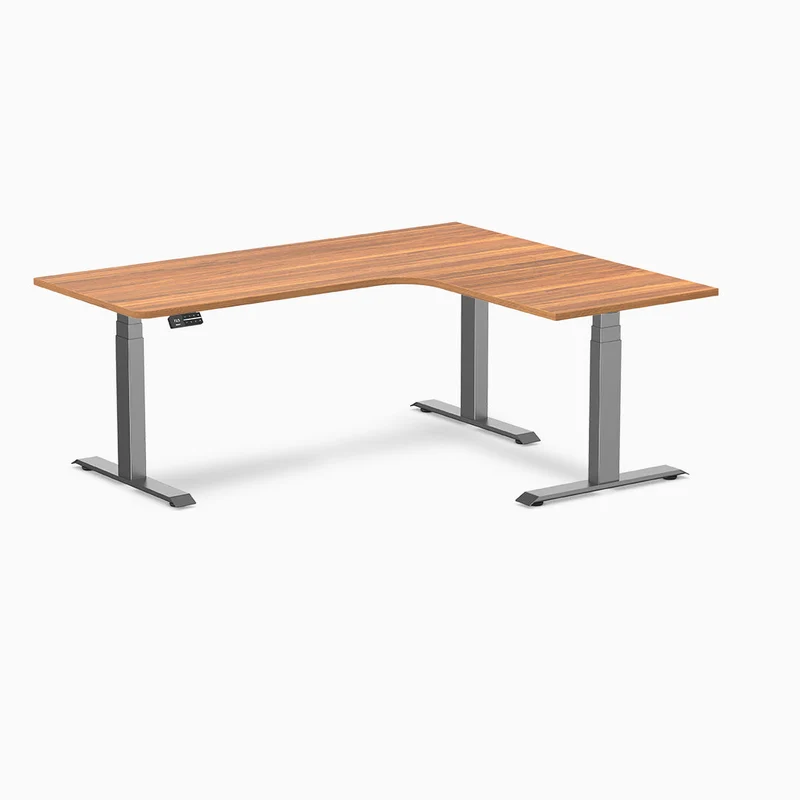 Desky L-Shape Curved Laminate Sit Stand Desk