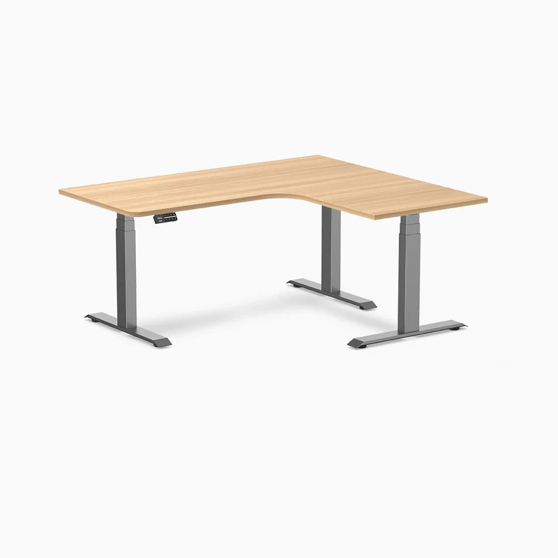 Desky L-Shape Curved Laminate Sit Stand Desk