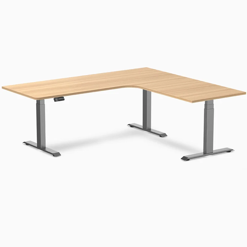 Desky L-Shape Curved Laminate Sit Stand Desk