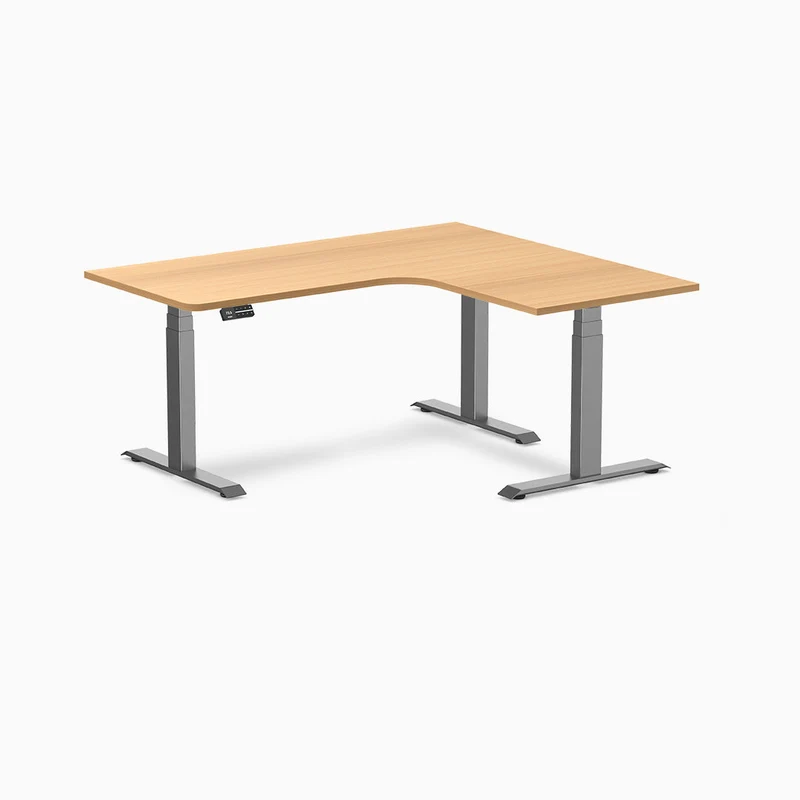 Desky L-Shape Curved Laminate Sit Stand Desk