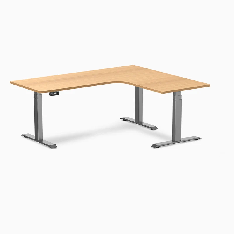 Desky L-Shape Curved Laminate Sit Stand Desk