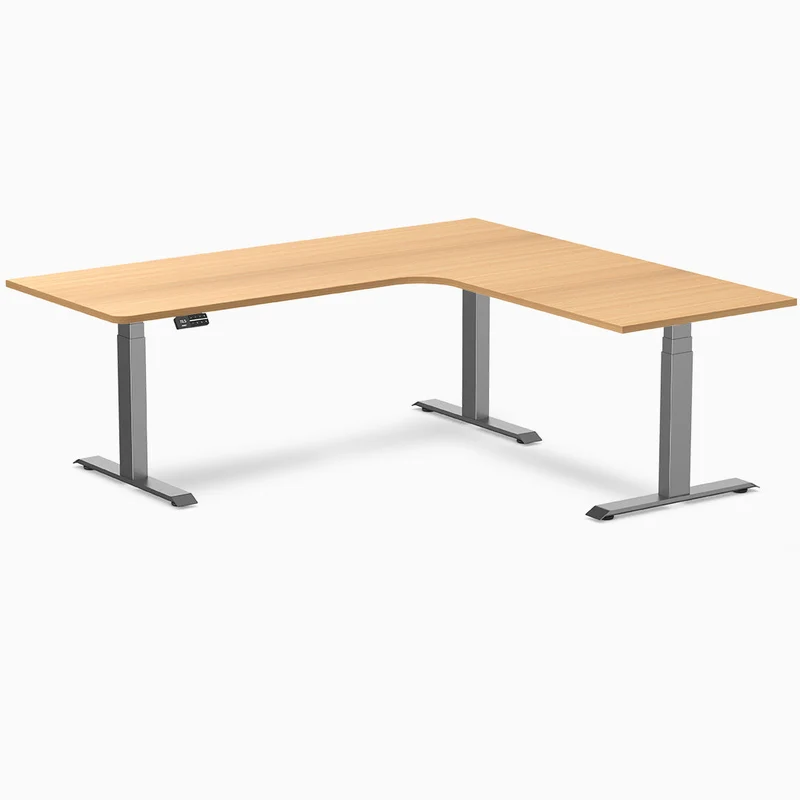 Desky L-Shape Curved Laminate Sit Stand Desk