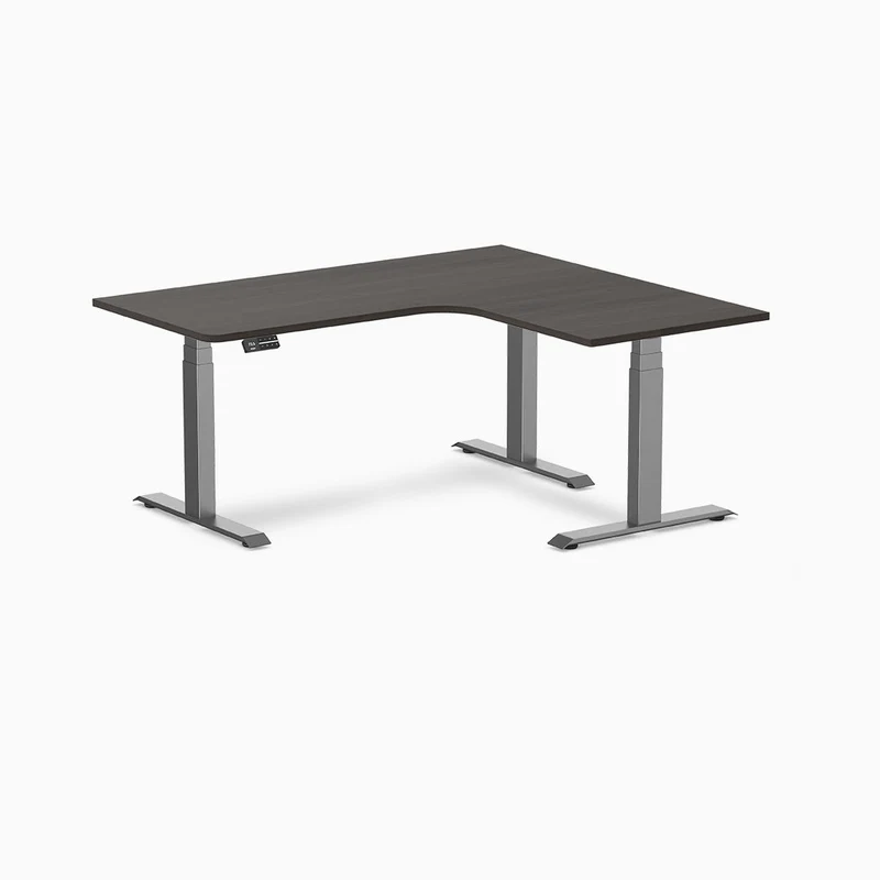 Desky L-Shape Curved Laminate Sit Stand Desk