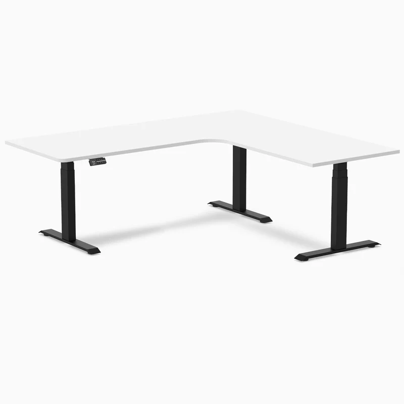 Desky L-Shape Curved Laminate Sit Stand Desk