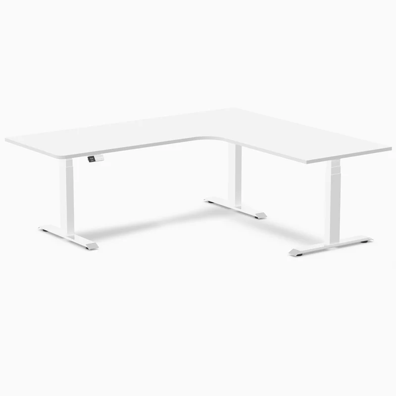 Desky L-Shape Curved Laminate Sit Stand Desk