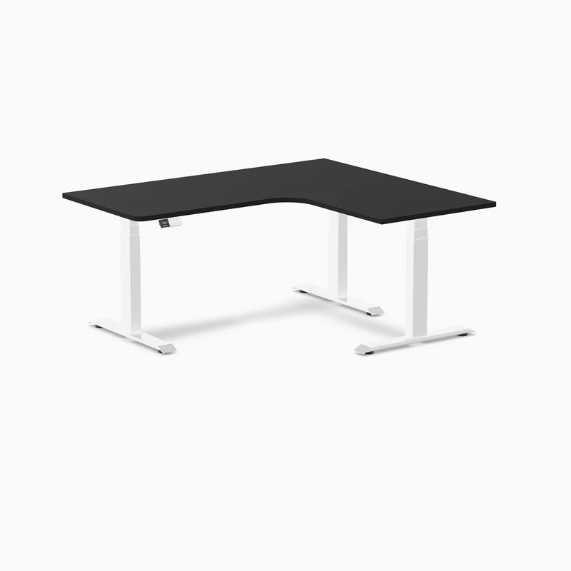 Desky L-Shape Curved Laminate Sit Stand Desk