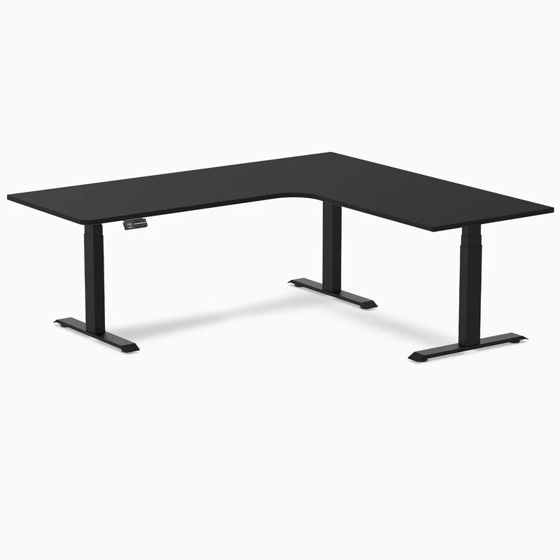 Desky L-Shape Curved Laminate Sit Stand Desk