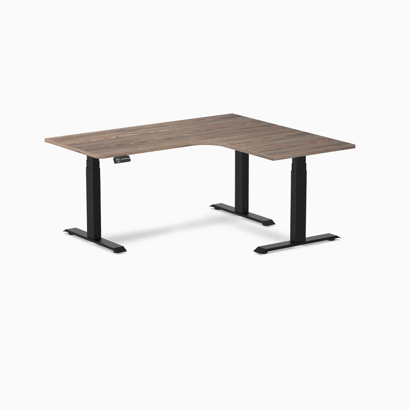 Desky L-Shape Curved Laminate Sit Stand Desk