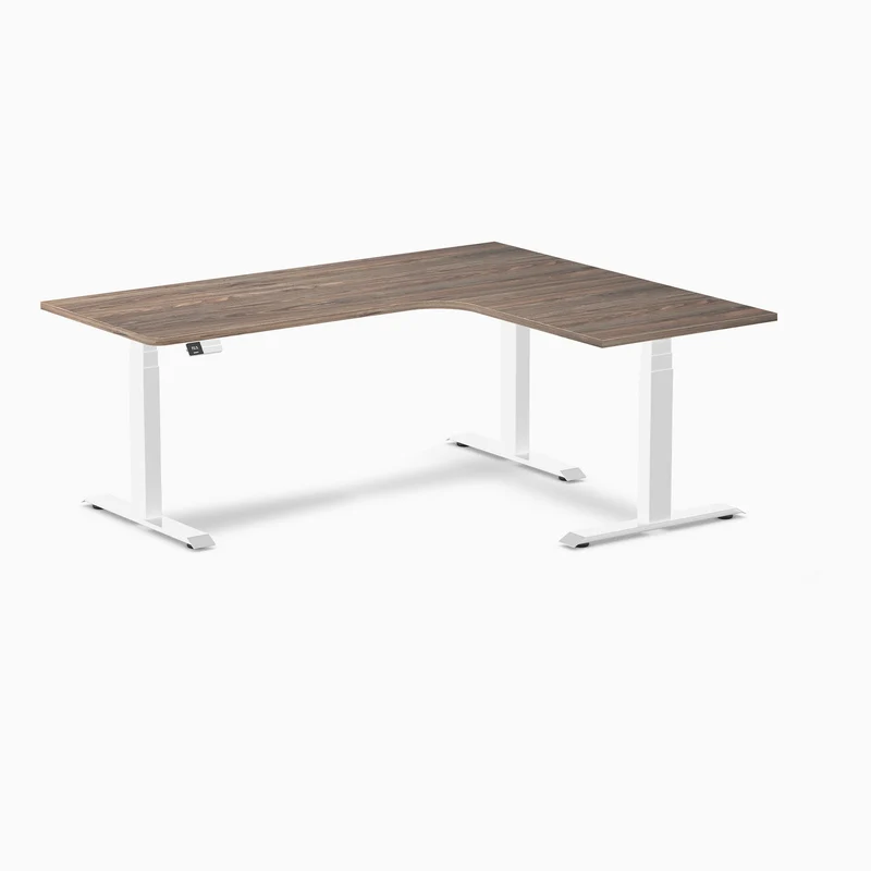 Desky L-Shape Curved Laminate Sit Stand Desk