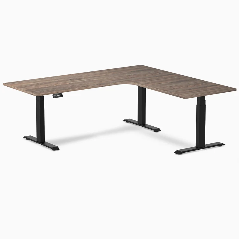 Desky L-Shape Curved Laminate Sit Stand Desk