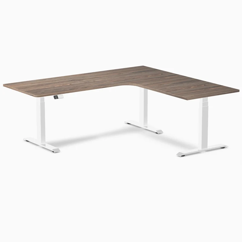 Desky L-Shape Curved Laminate Sit Stand Desk